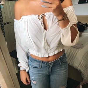 Boho White Crop Top